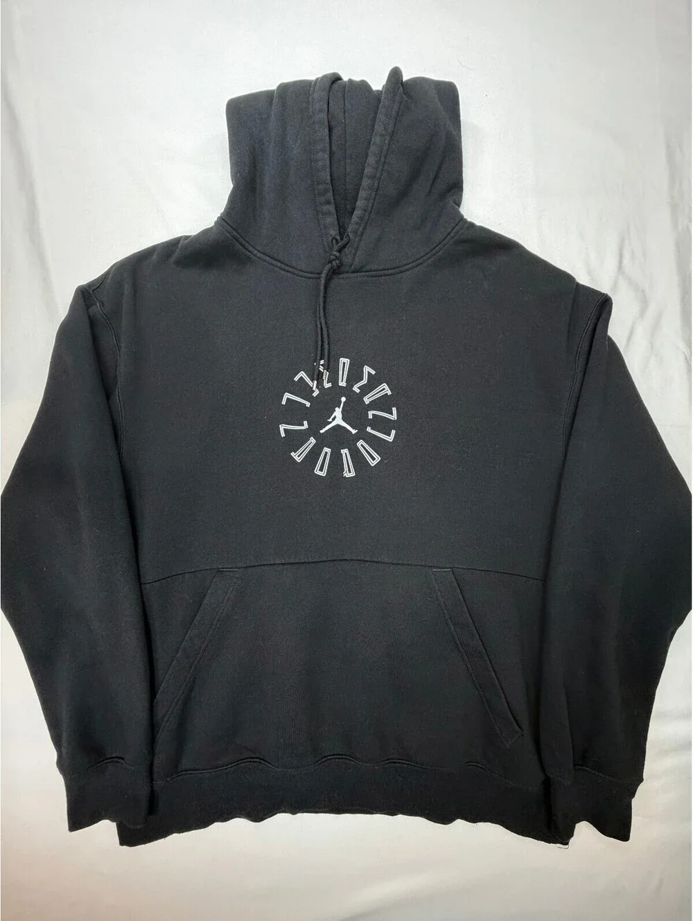 Jordan Air Men's Graphic Hoodie Fleece Pullover Sweatshirt Pockets Size XL Black